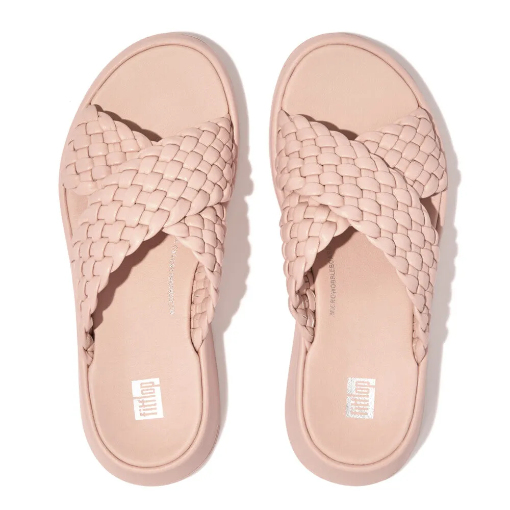 รองเท้าแตะแบบสวม ผู้หญิง รุ่น  F-MODE WOVEN  LEATHER FLATFORM CROSS SLIDES