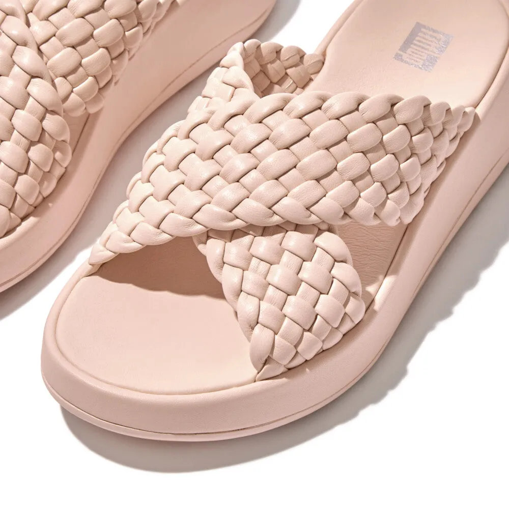 รองเท้าแตะแบบสวม ผู้หญิง รุ่น  F-MODE WOVEN  LEATHER FLATFORM CROSS SLIDES