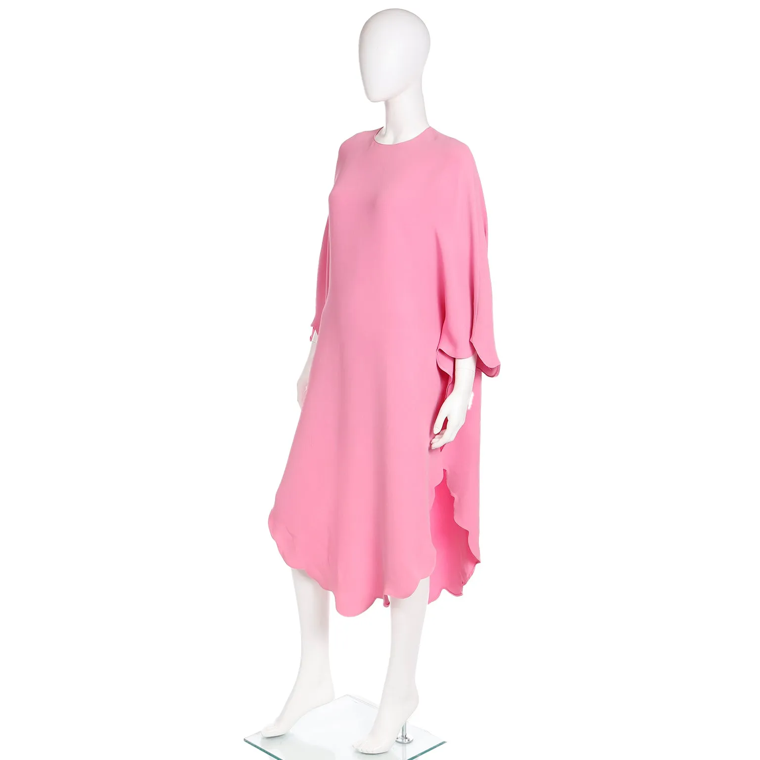 2000s Valentino Pink Silk Crepe Free Flowing Evening or Day Dress