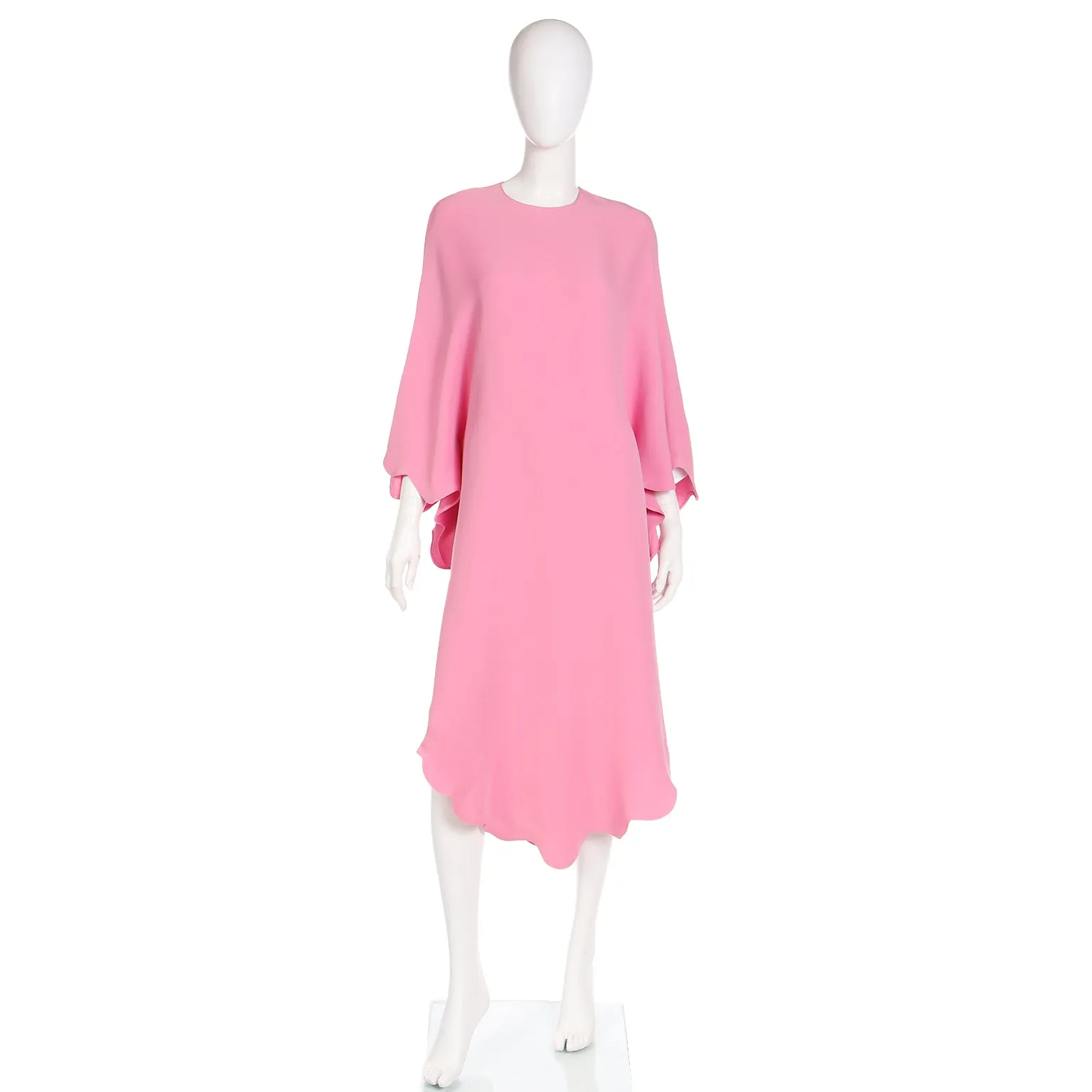 2000s Valentino Pink Silk Crepe Free Flowing Evening or Day Dress