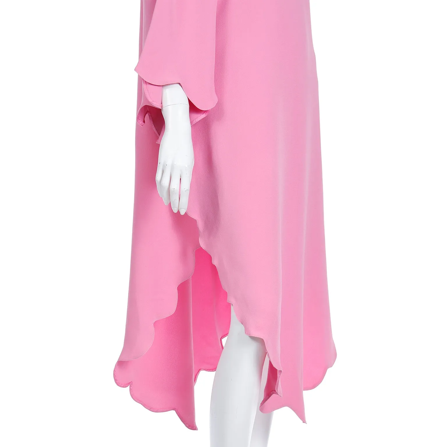 2000s Valentino Pink Silk Crepe Free Flowing Evening or Day Dress