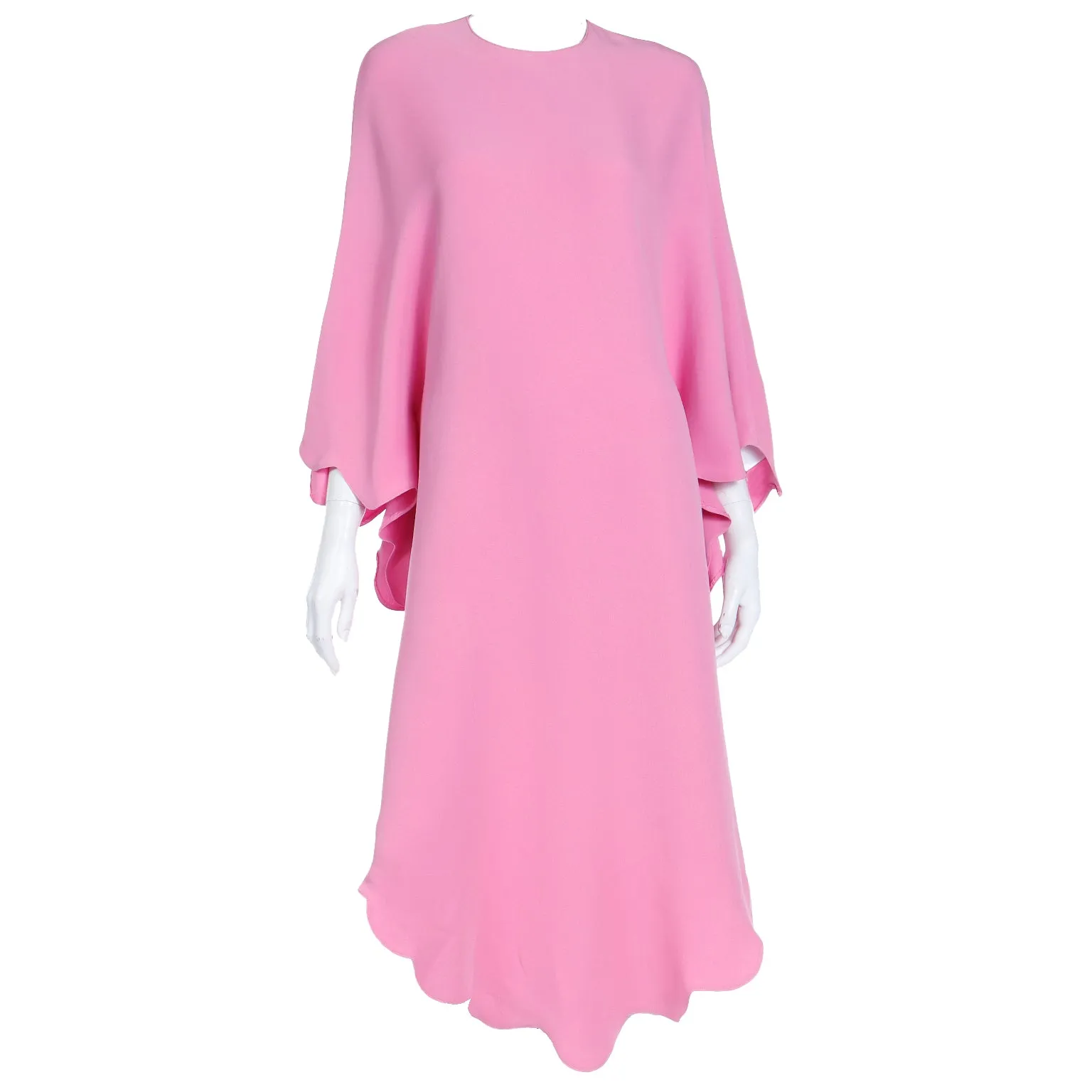 2000s Valentino Pink Silk Crepe Free Flowing Evening or Day Dress