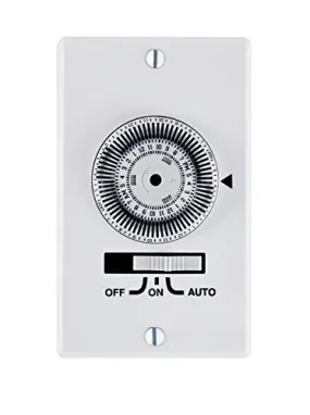 24-Hour, Electromechanical In-Wall Timer, 20A, 120V, White, 1 Gang