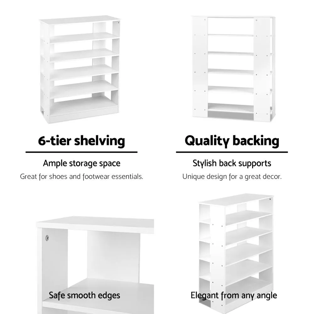 6-Tier White Shoe Rack for 30 Pairs, Eco-Friendly - Artiss