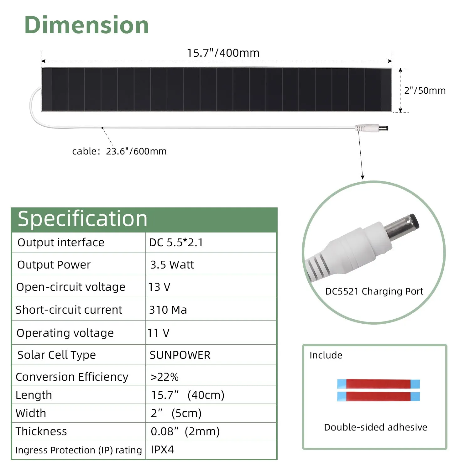 8.4V Li-ion Solar Panel Kit - Solar Panel Power for Motorized Shades, Blinds and Curtains