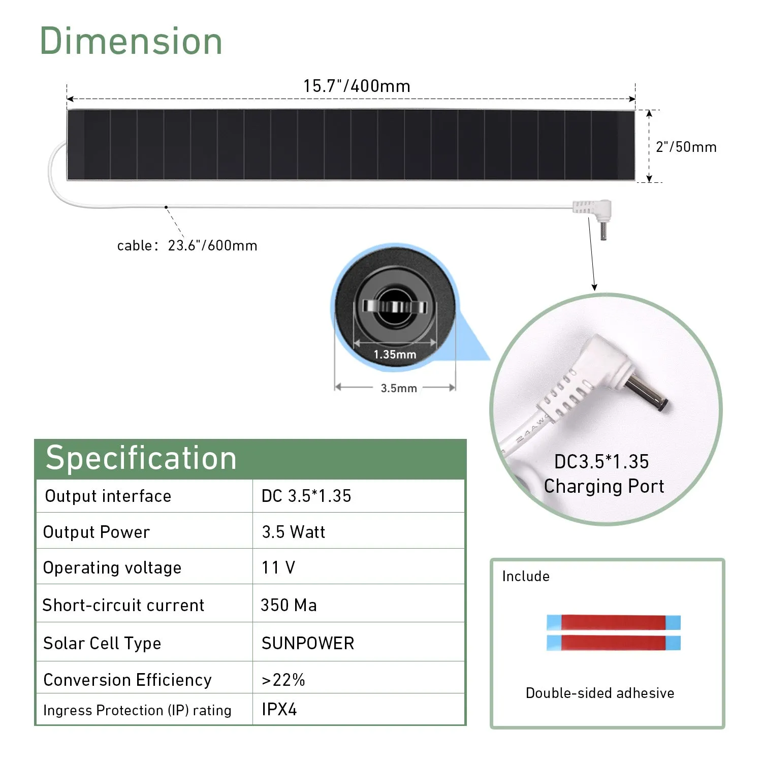 8.4V Li-ion Solar Panel Kit - Solar Panel Power for Motorized Shades, Blinds and Curtains