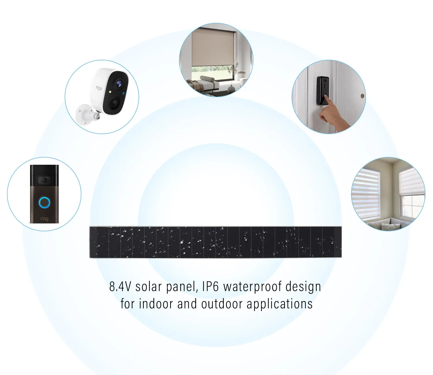 8.4V Li-ion Solar Panel Kit - Solar Panel Power for Motorized Shades, Blinds and Curtains