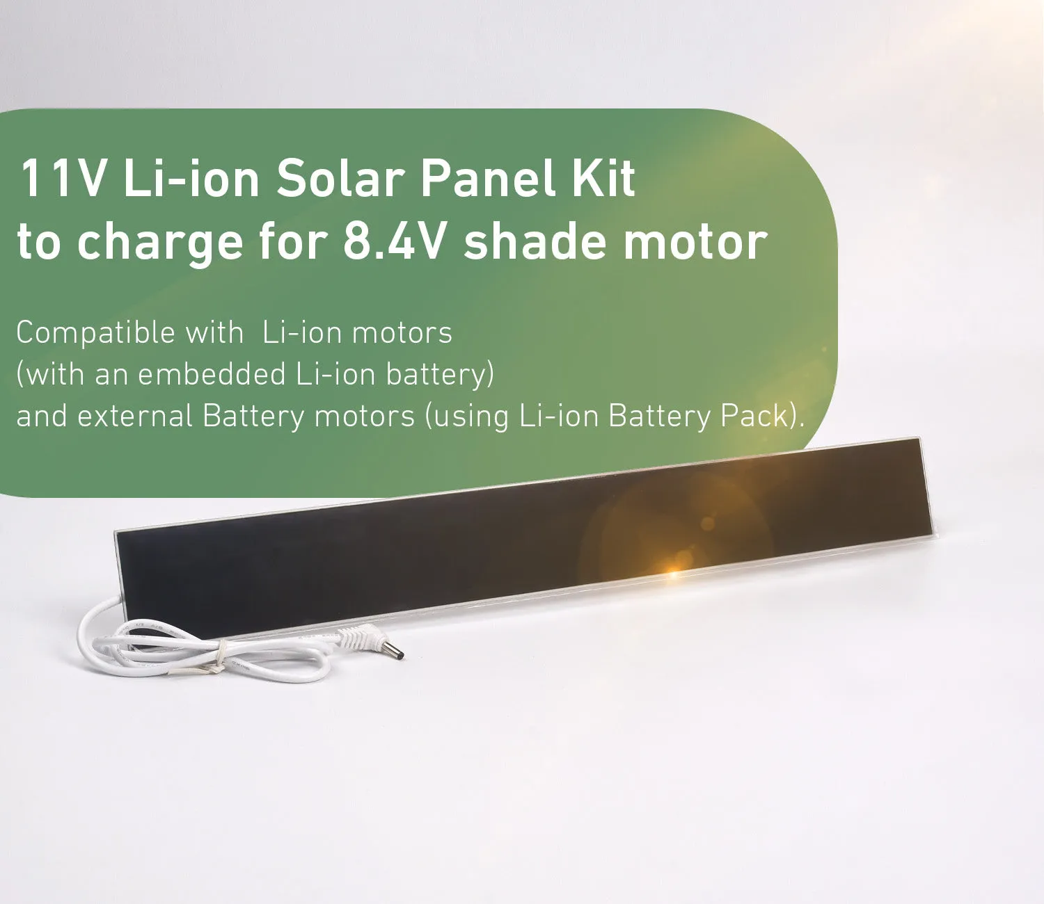 8.4V Li-ion Solar Panel Kit - Solar Panel Power for Motorized Shades, Blinds and Curtains