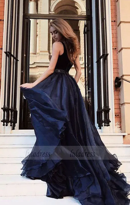 A-Line V-Neck Long Prom Dress Split Evening Dress,BD99569