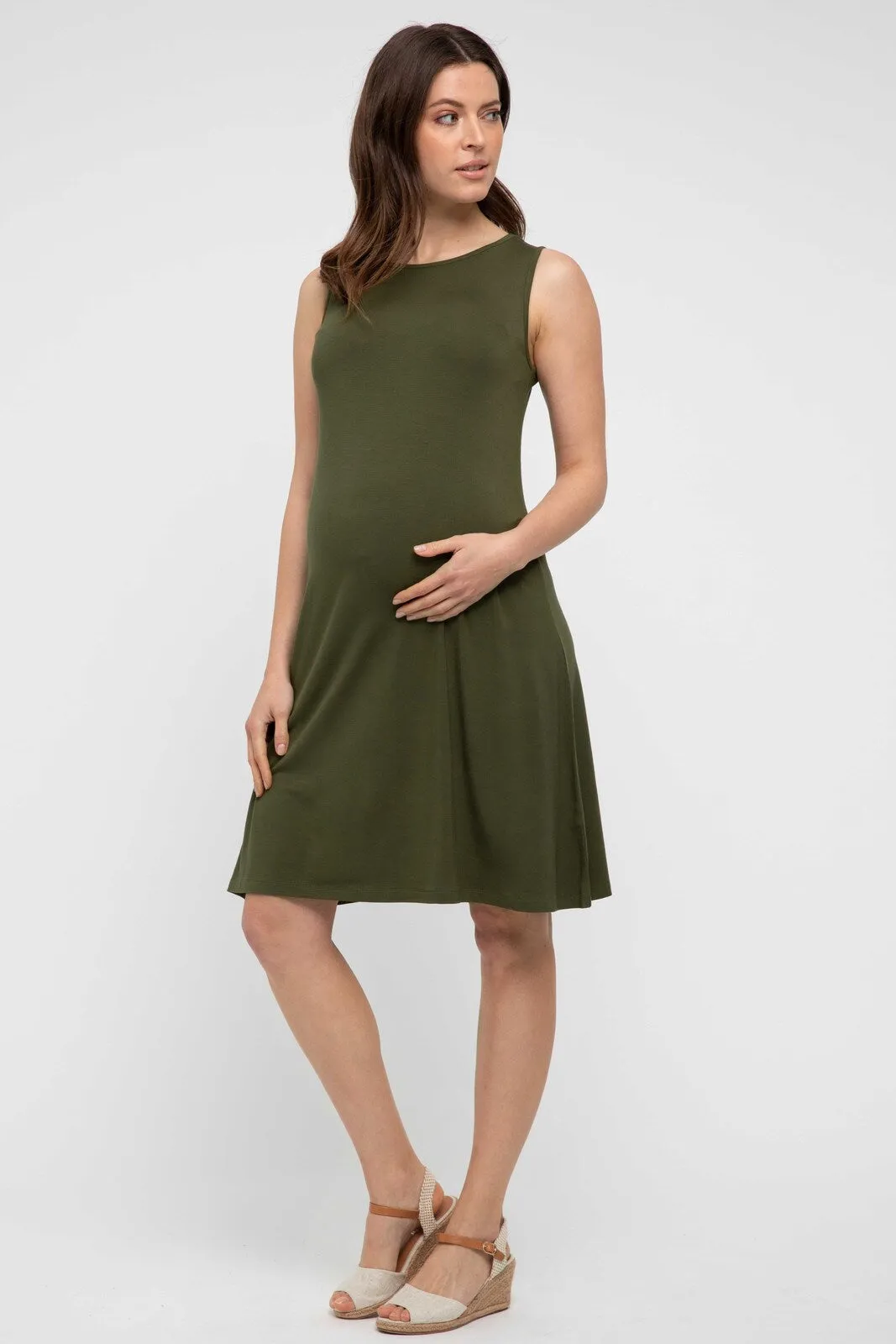 Adele Maternity Dress - Dark Olive