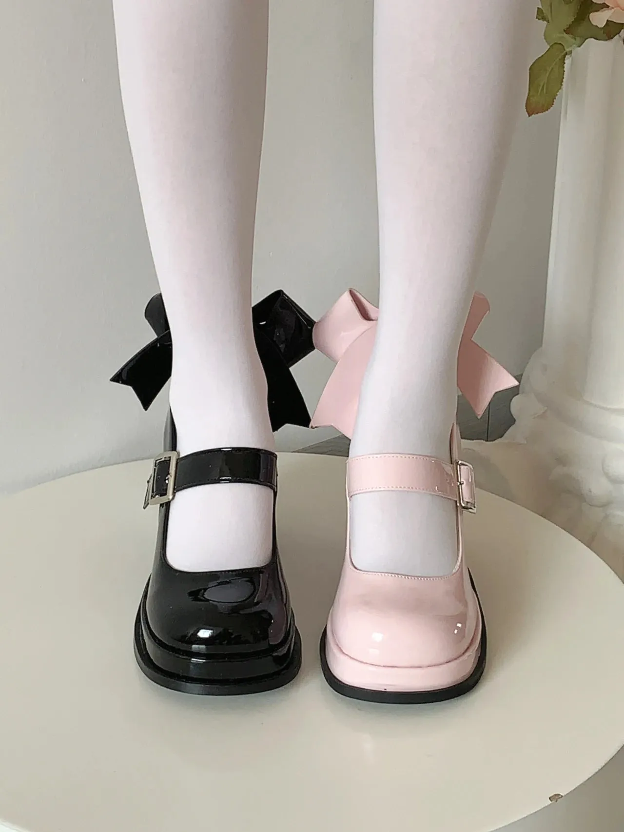 Aiertu Bow Mary Jane High Heels Women Shoes Dress Lolita Shallow Fashion Sandals New 2024 Spring Designer Casual Pumps