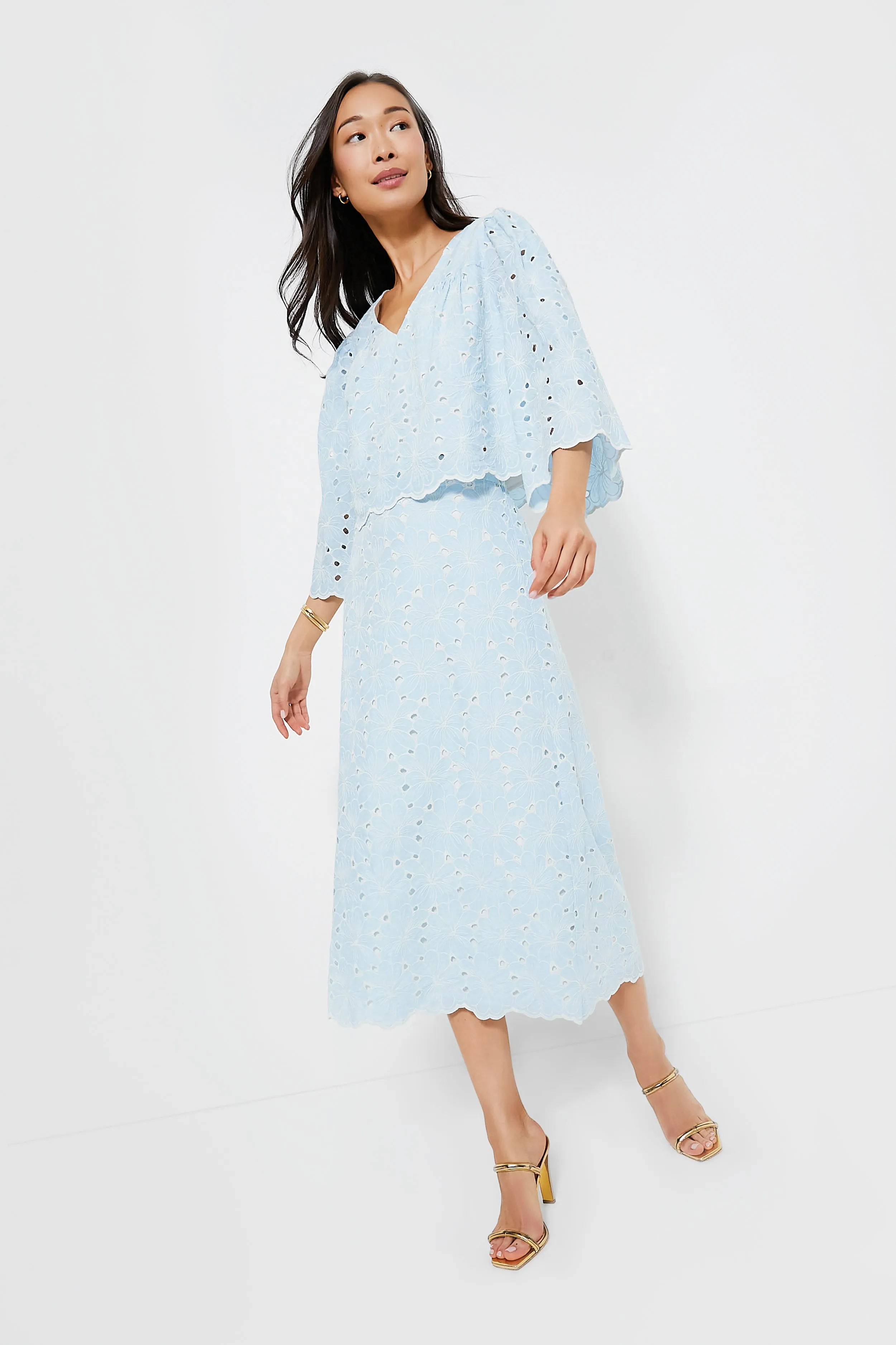 Airy Blue Eyelet Daniella Top