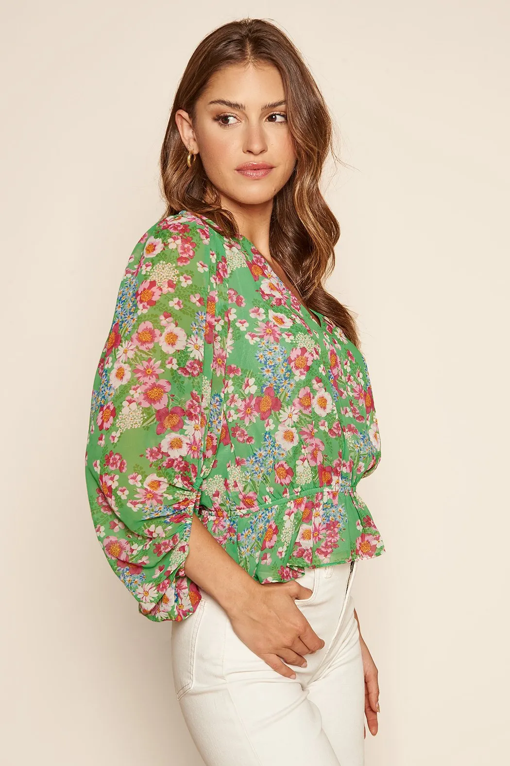 Akina Floral Ways Ballon Sleeve Blouse