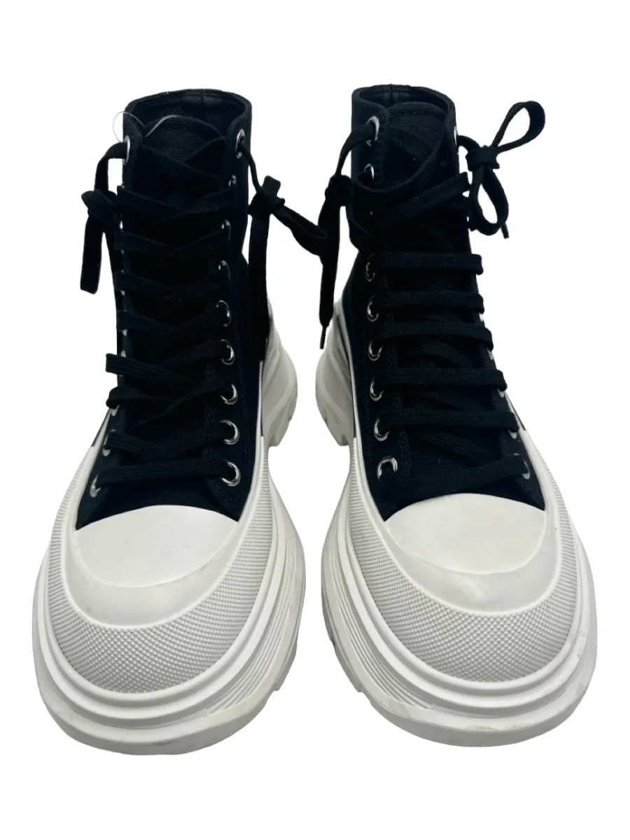 Alexander McQueen Shoe Size 38.5 Black & White Canvas Platform lace up Sneakers