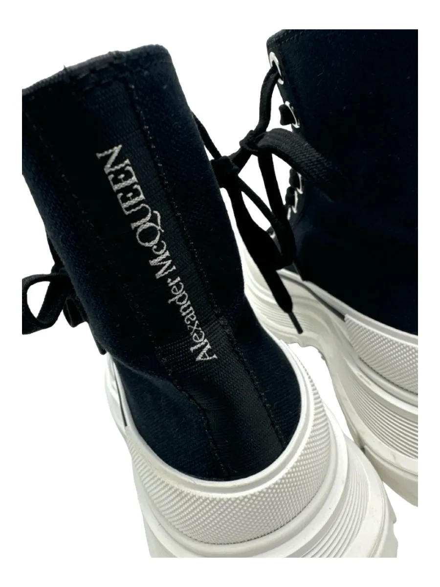 Alexander McQueen Shoe Size 38.5 Black & White Canvas Platform lace up Sneakers