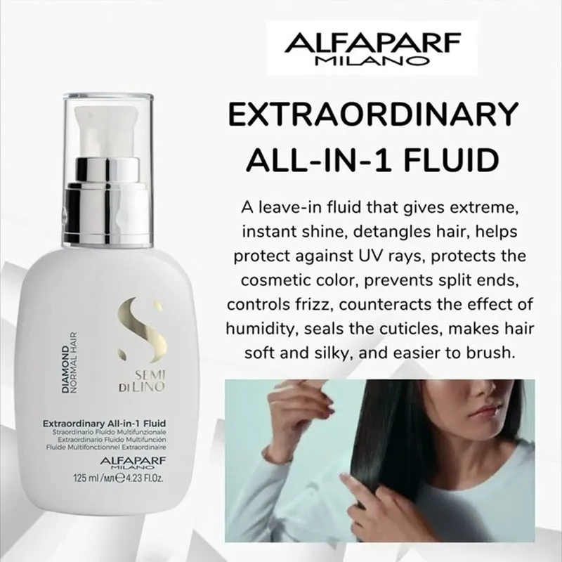 Alfaparf Milano Semi Di Lino Diamond Extraordinary All-In-One Leave-In Fluid With Thermal Protection For Normal Hair 125ml