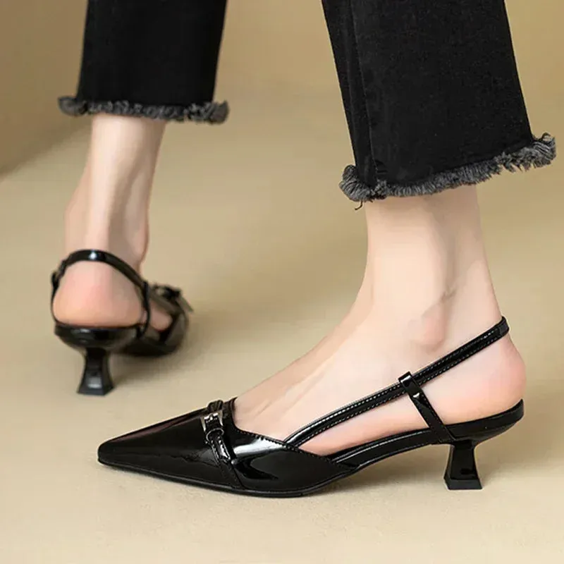 Amozae-Pointed Toe Sexy Mid Heels Party Shoes Women Sandals Designer Summer Brand Pumps Slingback Casual Shoes Dress Slippers