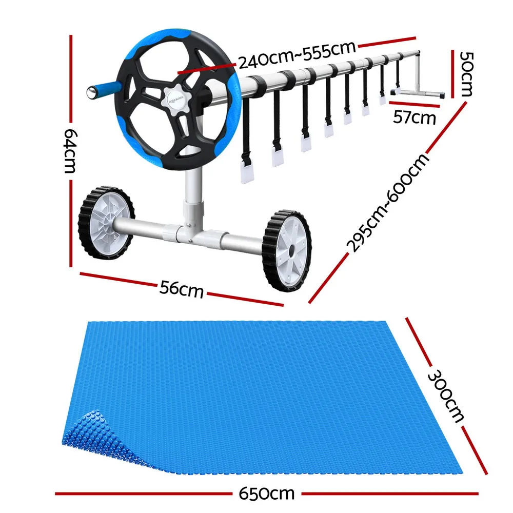 Aquabuddy Pool Cover 600 Micron 6.5x3m w/ Roller 5.55m Swimming Pools Solar Blanket