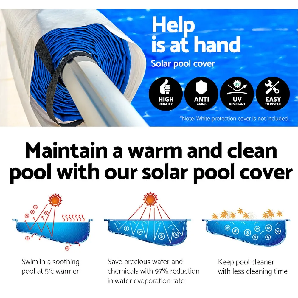 Aquabuddy Swimming Pool Cover with Roller Wheel Solar Blanket Adjustable 10 X 4m