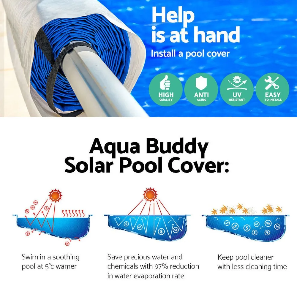 Aquabuddy Swimming Pool Solar Cover Pools Roller Wheel 500 Micron Blanket 9.5X5M