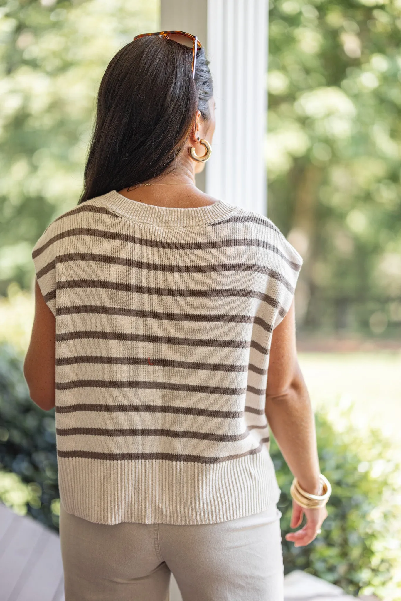 Autumn Stroll Oatmeal Striped Sweater