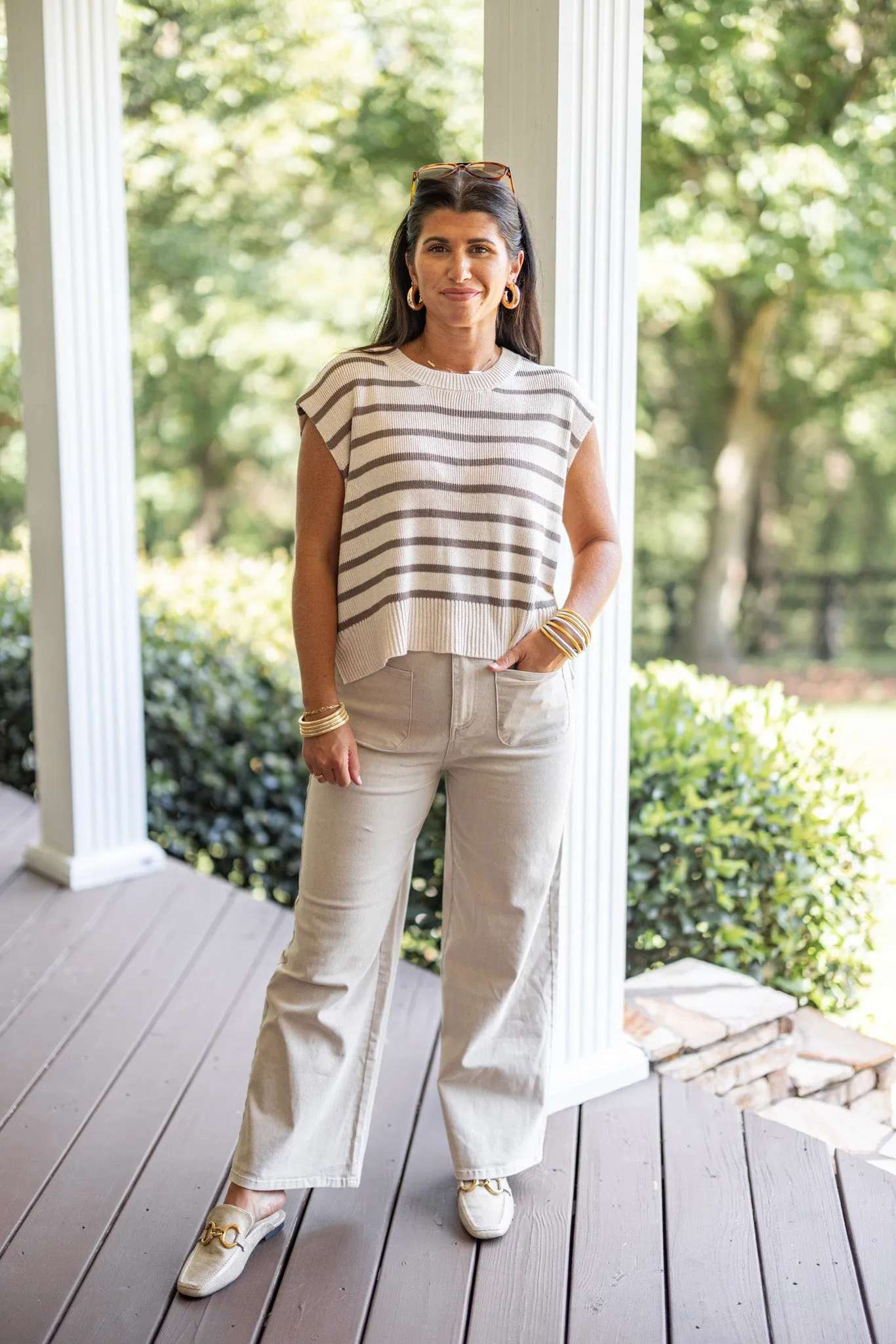 Autumn Stroll Oatmeal Striped Sweater