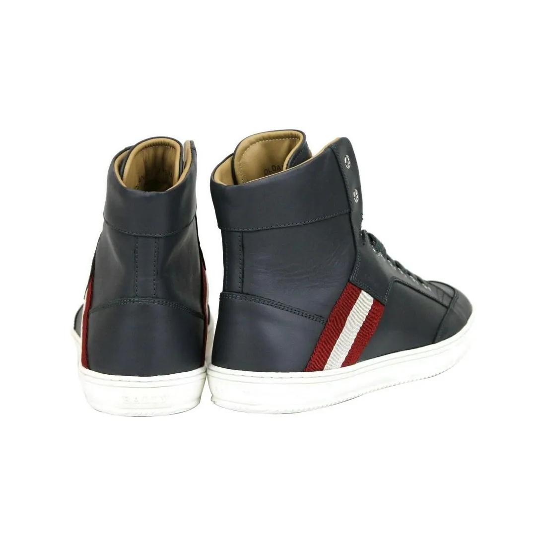 Bally Dark Grey Calf Leather Hi Top Sneaker With Red Beige