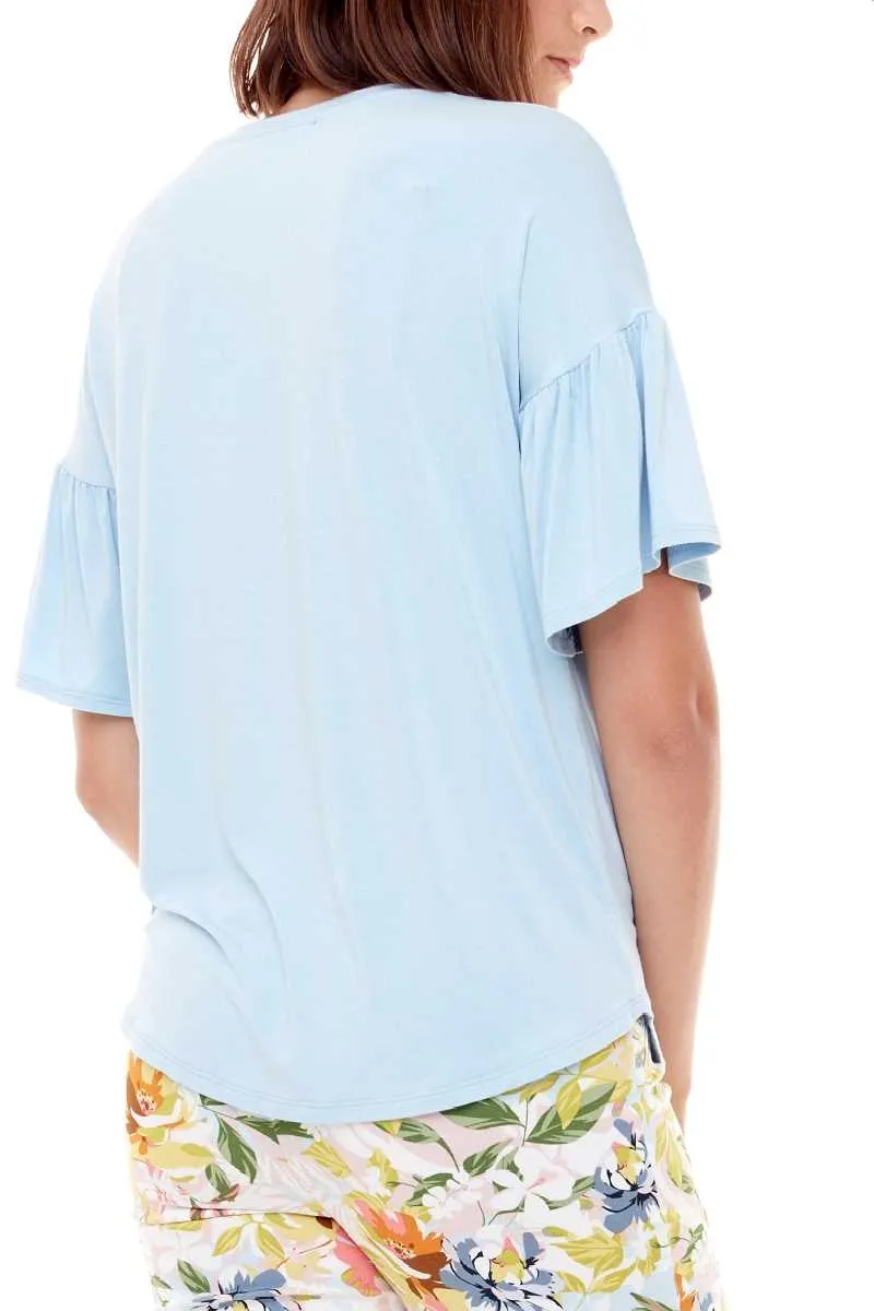 Bamboo Flutter Sleeve Top in Baby Blue 30231UP by Up! - OUTLET SALE