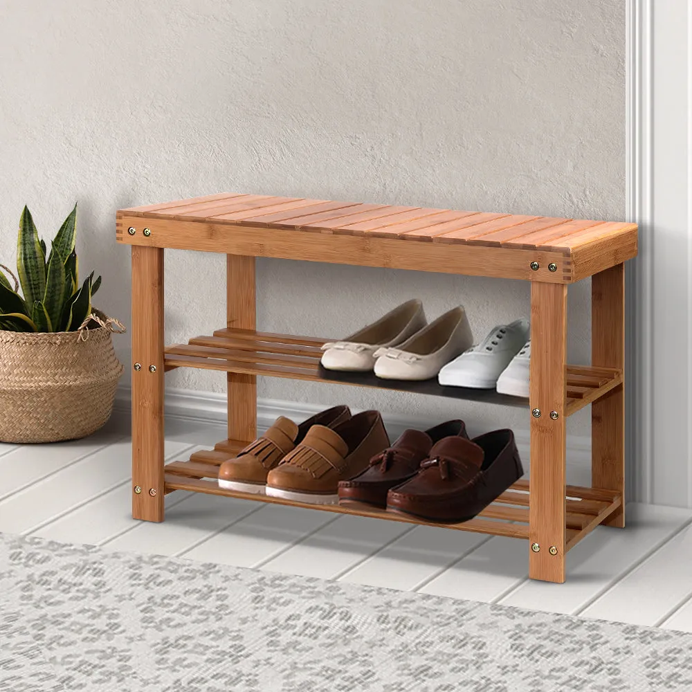 Bamboo Shoe Rack Wooden Seat Bench Organiser Shelf Stool