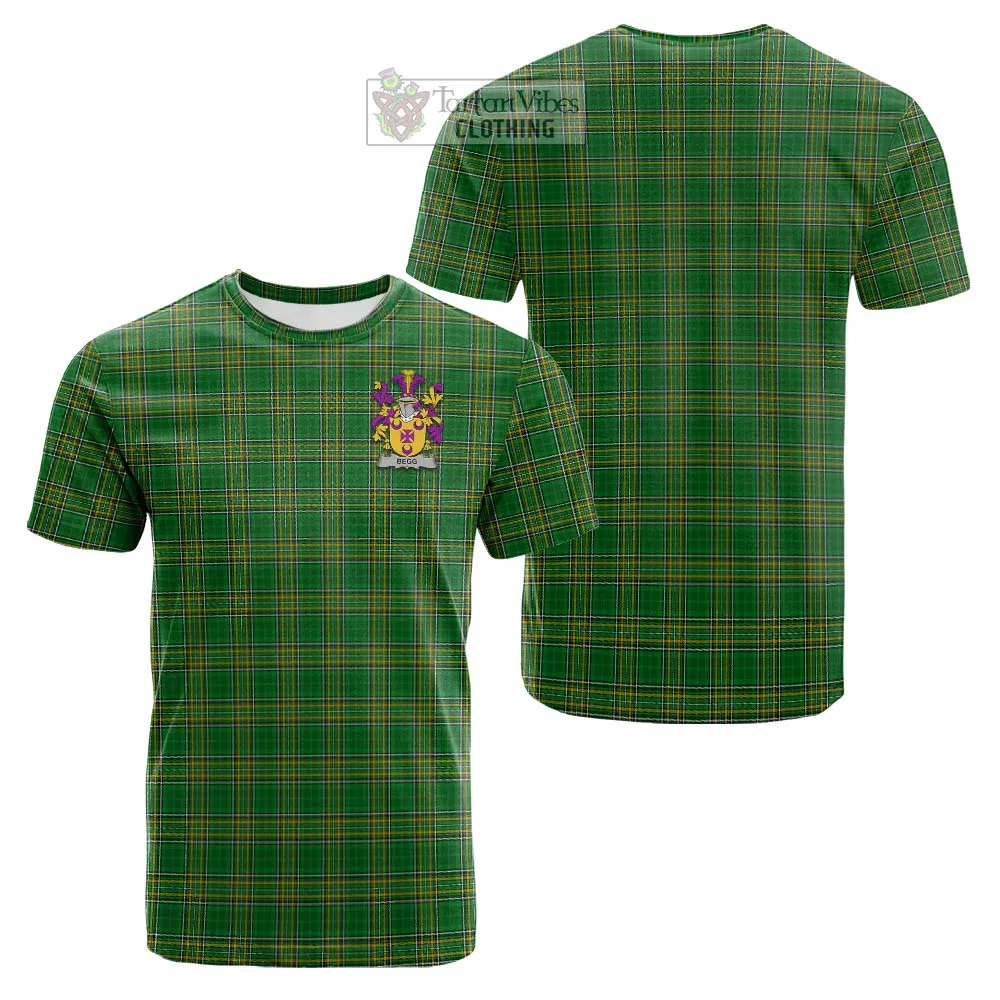 Begg Irish Clan Tartan Cotton T-shirt with Coat of Arms