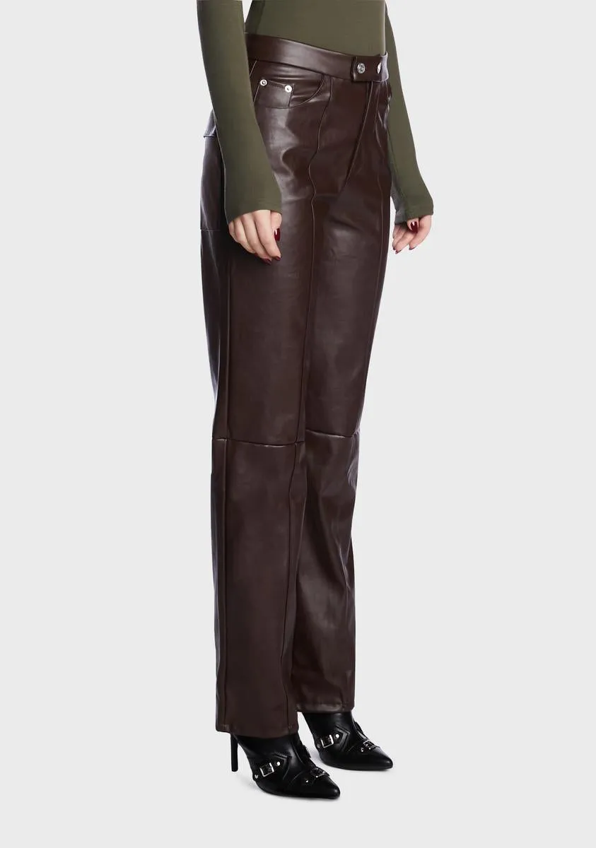 Belva High Waist Faux Leather Trousers