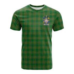 Bevens Irish Clan Tartan Cotton T-shirt with Coat of Arms