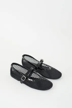 Black Mesh & Patent Mia Buckled Flat