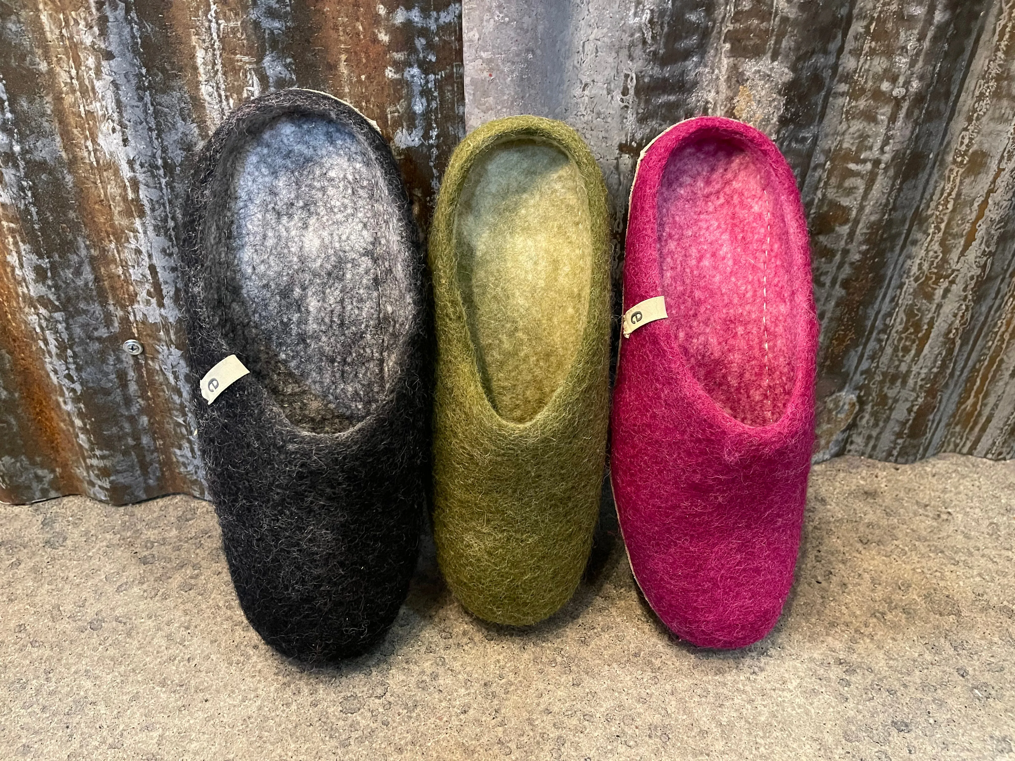 Black Wool Slippers