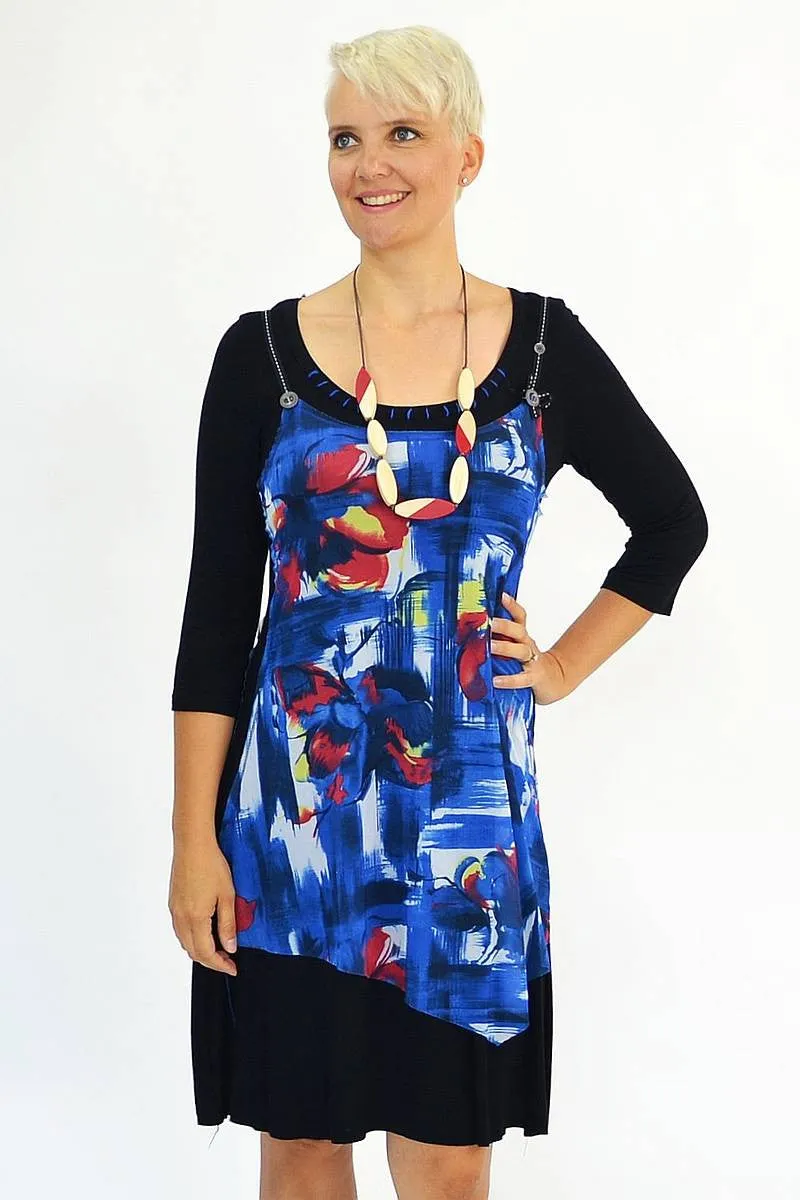 Blue Red Floral Tunic