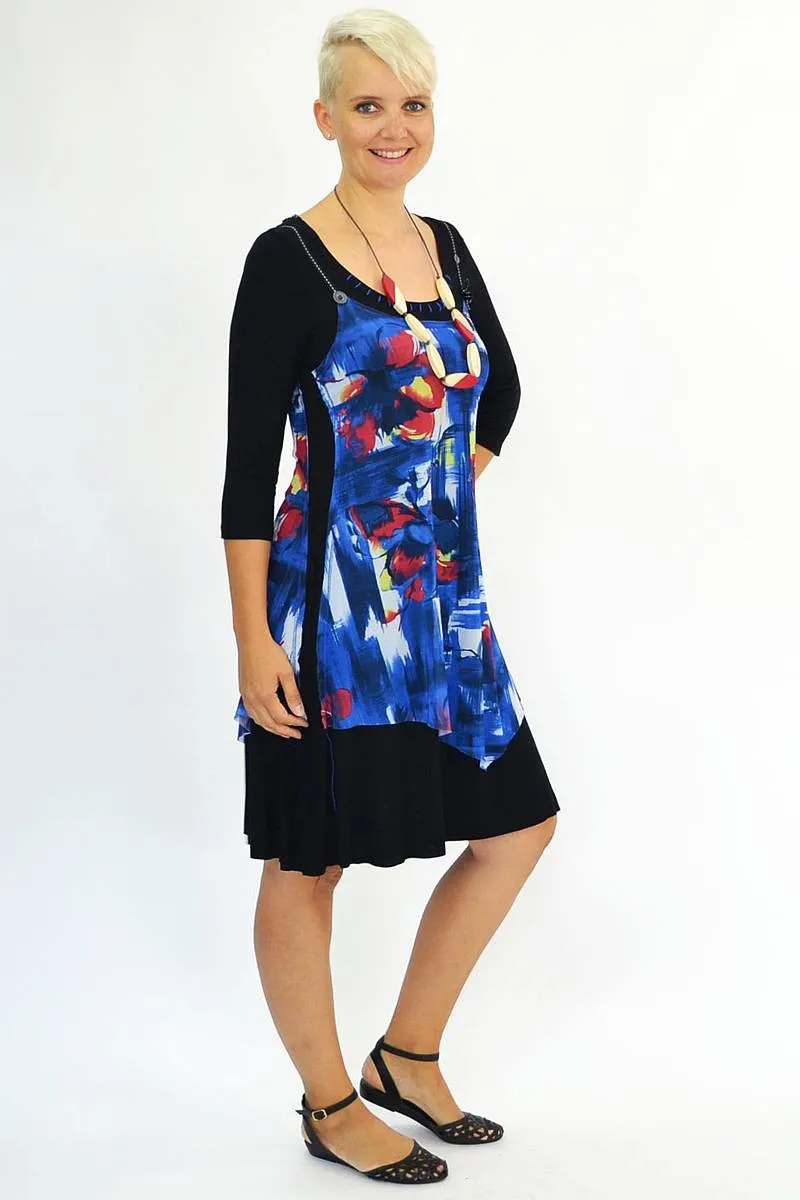 Blue Red Floral Tunic