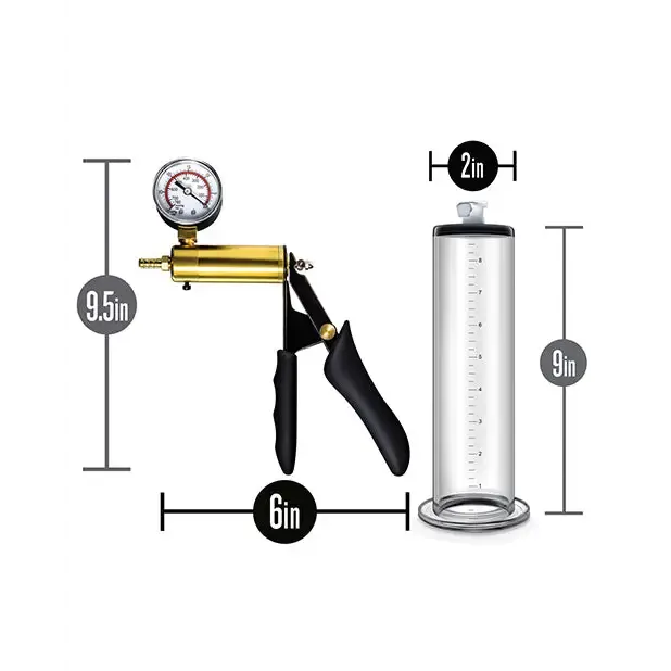 Blush Performance VX6 Vacuum Penis Pump with Brass Pistol & Pressure Gauge Clear