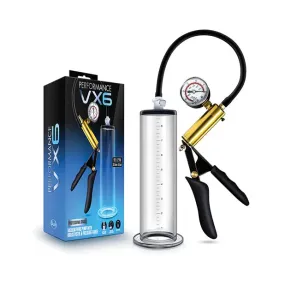 Blush Performance VX6 Vacuum Penis Pump with Brass Pistol & Pressure Gauge Clear