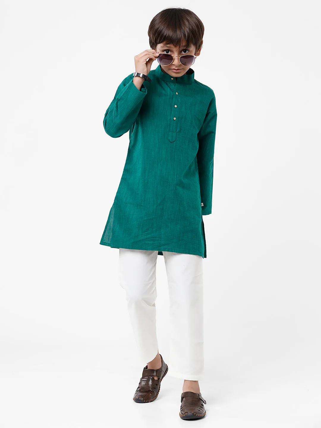 Boys Kurta Pyjama Set British Green