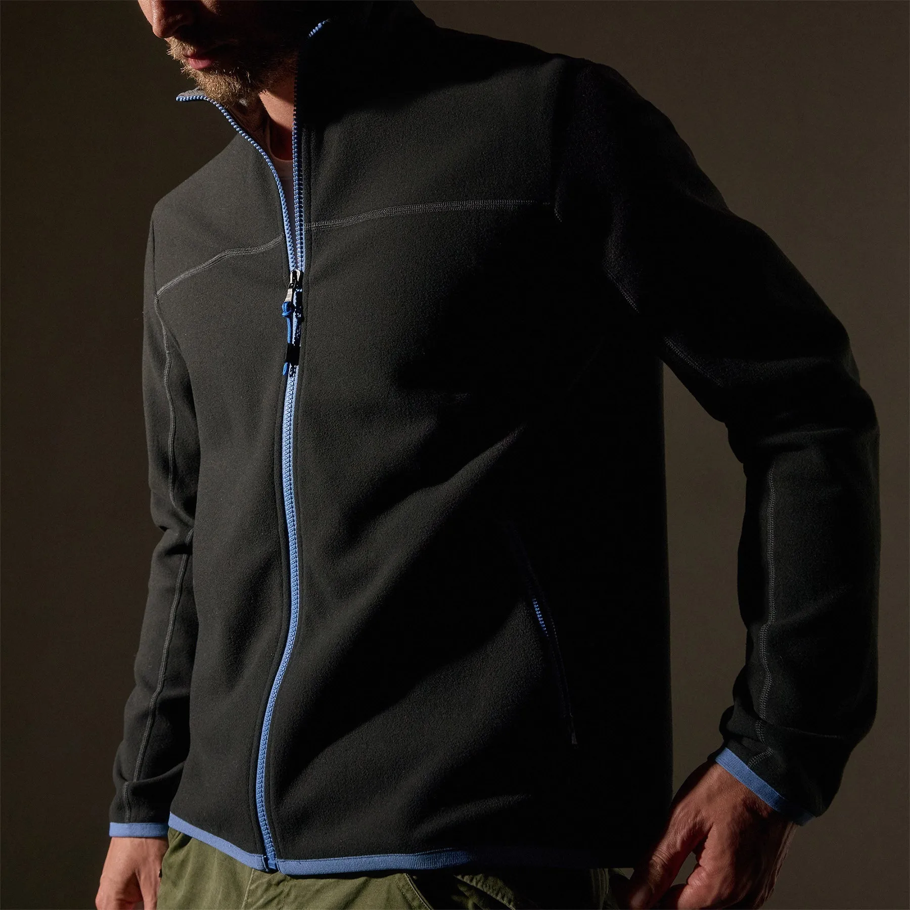 Brush Scuba Zip Front Sport Jacket  - Carbon/Blue