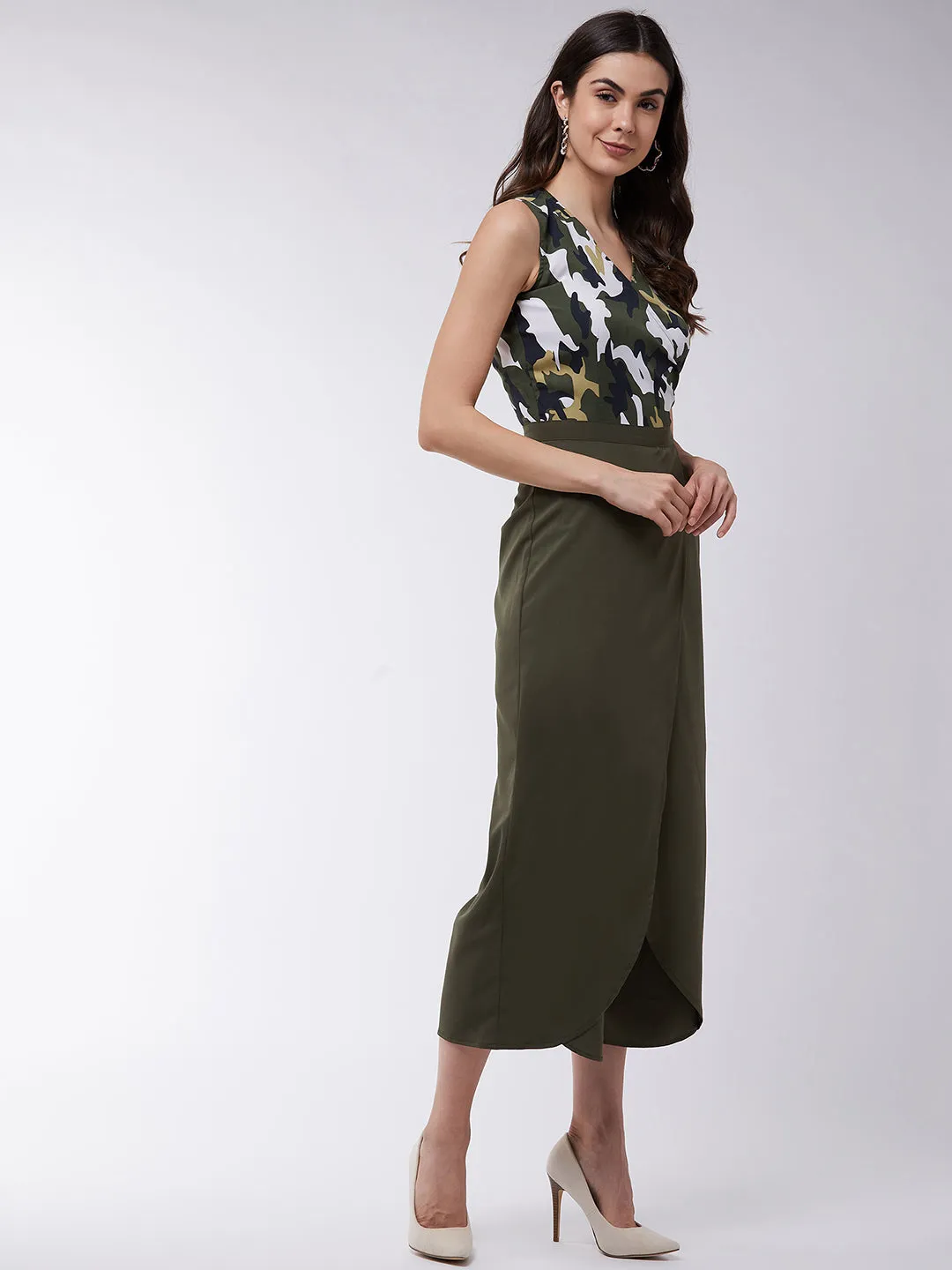 Camouflage Bottom Wrap Jumpsuit