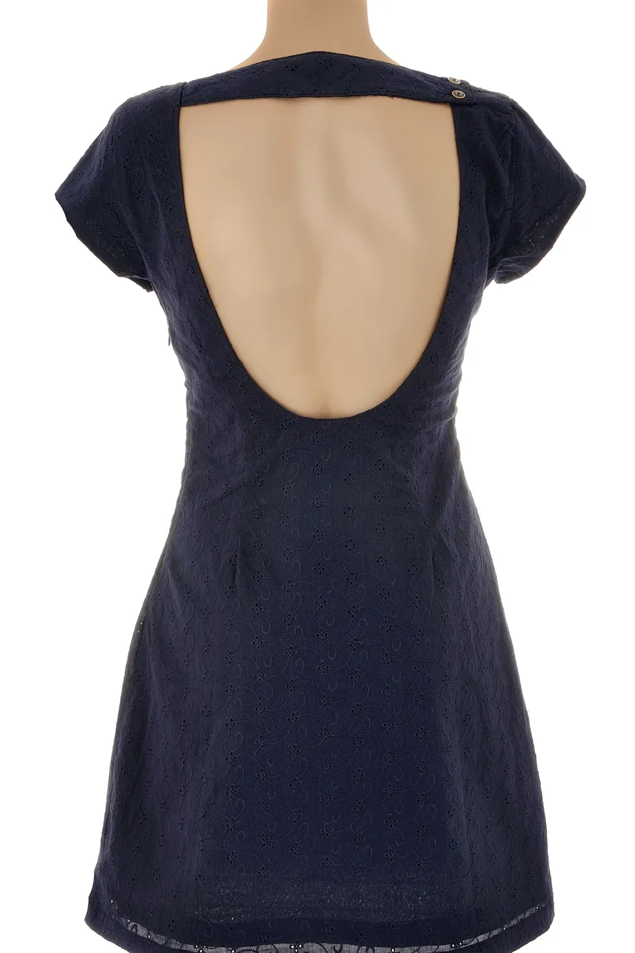 CARLOS MIELE ELIZA Open Back Blue Cotton Dress