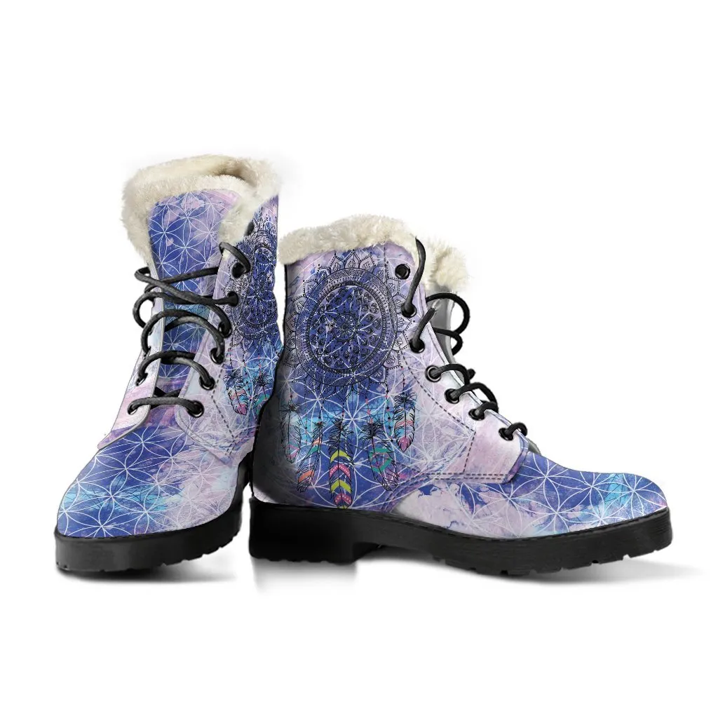 Chakra Dreamcatcher Faux Fur Leather Boots