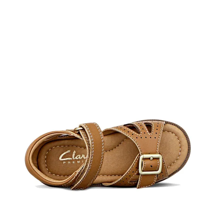 Clarks - Carrie Tan Leather Girls Sandal