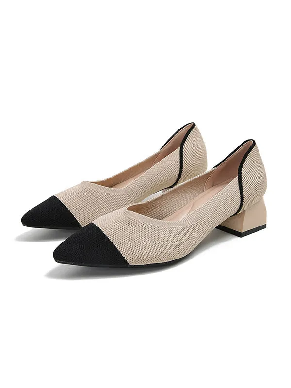 Contrast Color Pointed-Toe Shoes Pumps