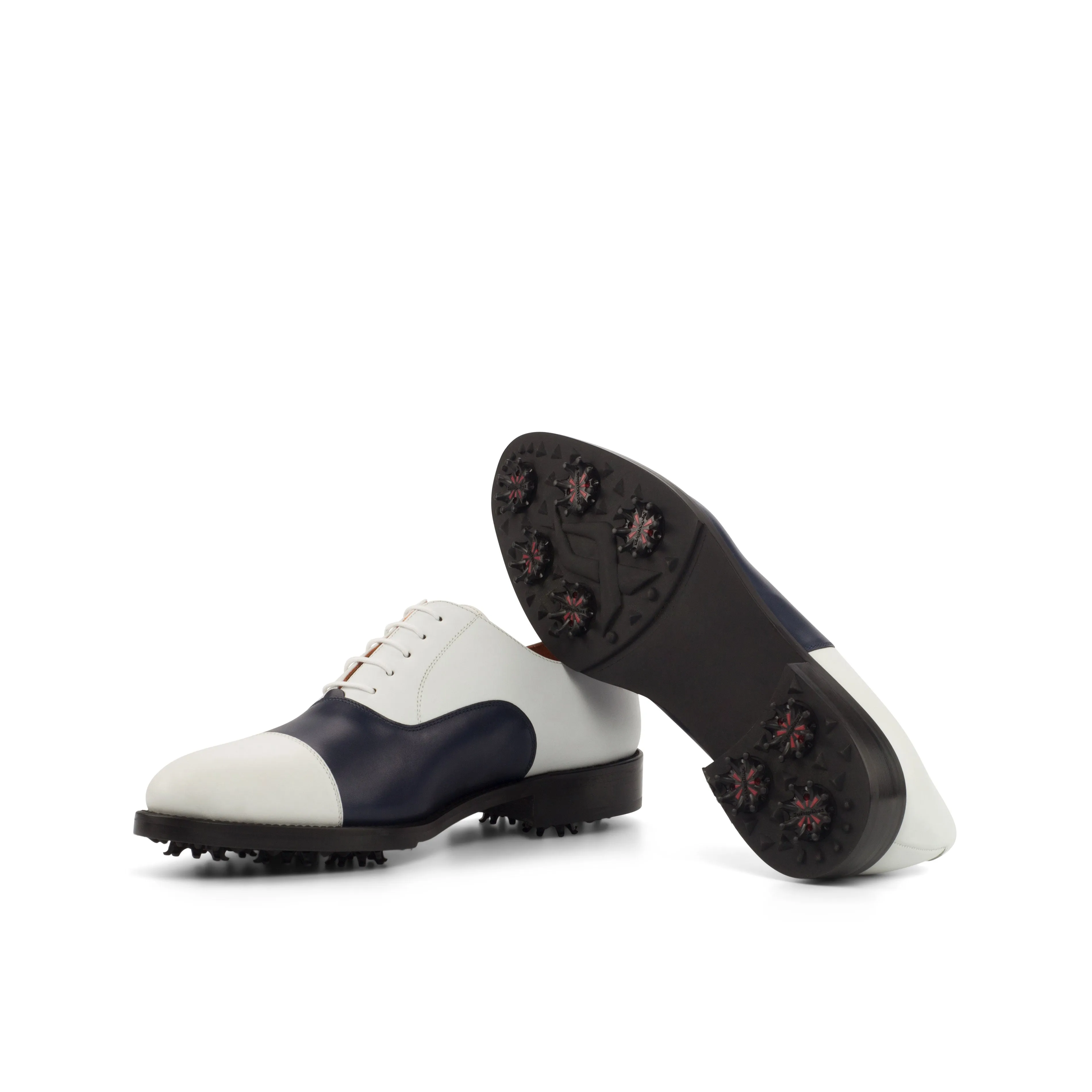 DapperFam Rafael Golf in Navy / White Men's Italian Leather Oxford