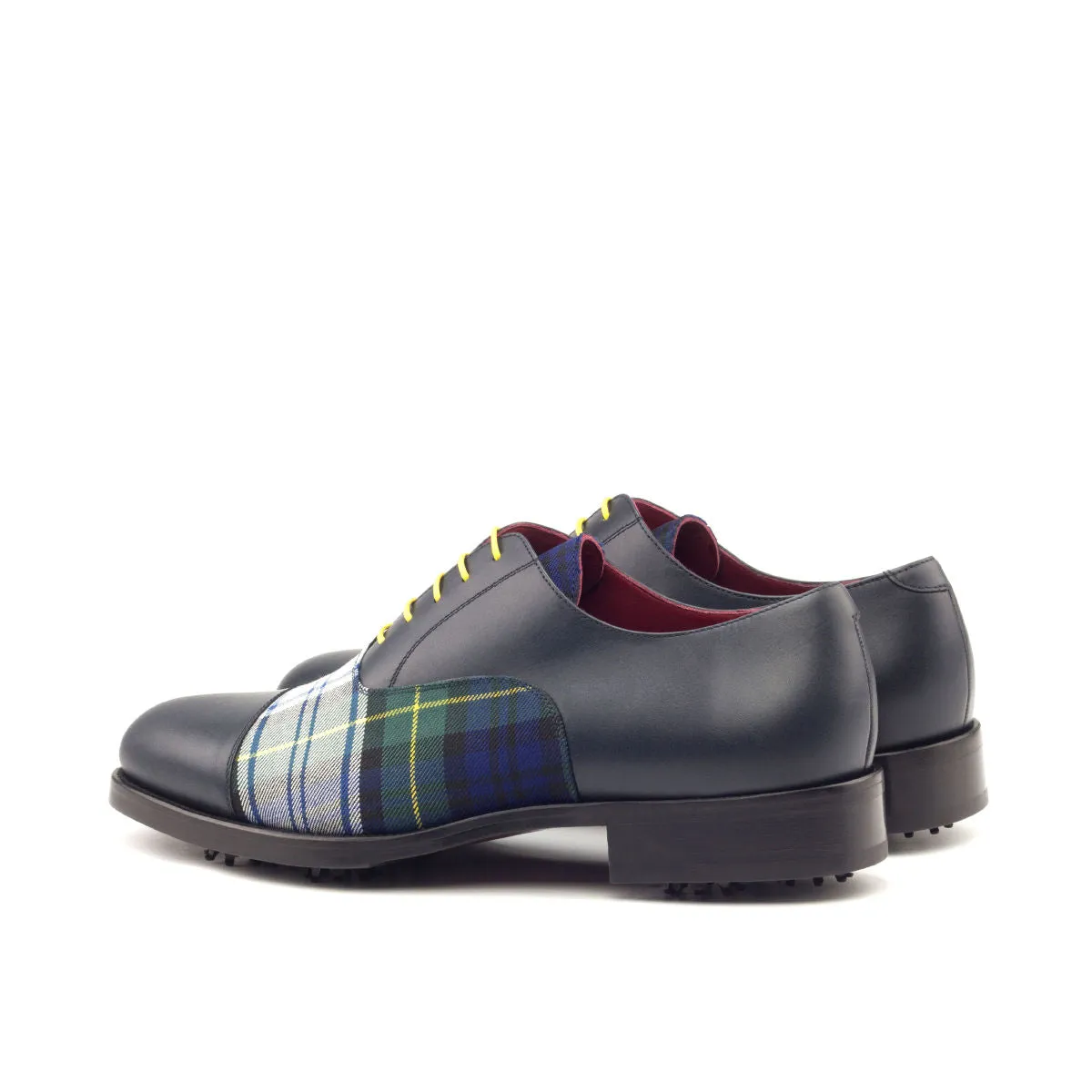 DapperFam Rafael Golf in Tartan / Navy Men's Sartorial & Italian Leather Oxford