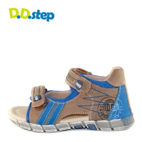 D.D. Step little kid boy sandals brown with blue stripes size US 8.5-12