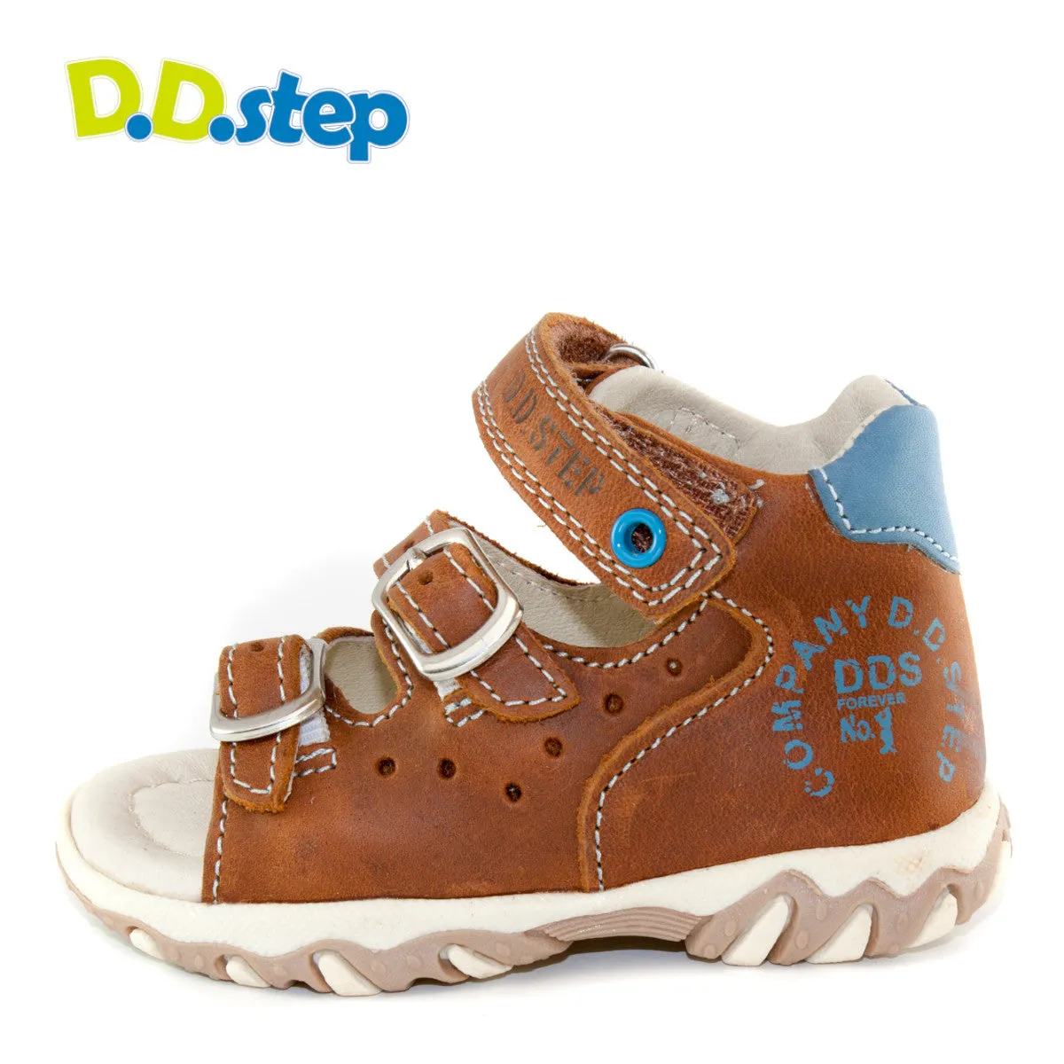 D.D. Step toddler boy sandals brown with buckles size US 4-8