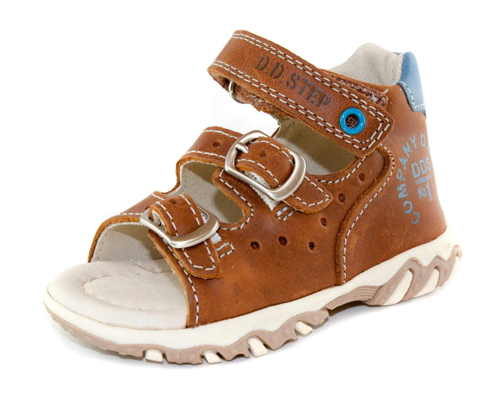 D.D. Step toddler boy sandals brown with buckles size US 4-8